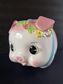 ピンクのブタさん貯金箱(ピギーバンク) ／加藤工芸／昭和レトロ【中古