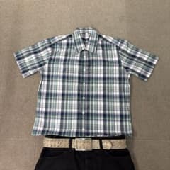00s cityboy archive 短丈チェックシャツ　グリーン　ホワイトのサムネイル