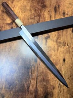 堺打刃物】祥太郎作 刺身 柳刃 包丁 尺一寸 白鋼 紫檀水牛八角柄