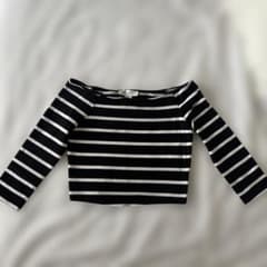 FOREVER 21 ボーダー柄 オフショル7分袖カットソー S
