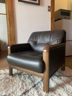 カリモク】本革 一人掛けソファ シングルソファ レザー アームチェア