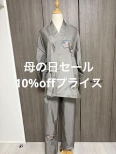 着物リメイク　スワトウ刺繍訪問着　紬地　網代織り　地紙重ね花文　金糸　から作務衣 着物リメイク スワトウ刺繍訪問着 紬地 網代織り 地紙重ね花文 金糸