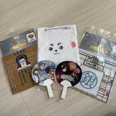 つ*な様 銀魂 부채 2 개 세트와 미니 손 닦아