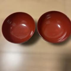 赤いプラスチック製汁椀2個セットのサムネイル