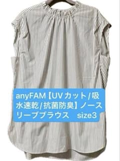 anyFAM ノースリーブブラウス size3 オフ×ブラウンストライプのサムネイル