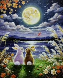 ♡*♡様 【藤が輝く日】アクリル画 F3 風景画 絵画 お月見】アクリル画 F3 風景画 絵画 - メルカリ
