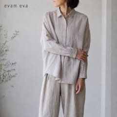 良品】evam eva エヴァムエヴァ リネンバンブー ワイドシャツ ブラウス