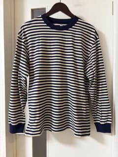UNIQLO メンズボーダー 長袖 Tシャツ ネイビー Mのサムネイル