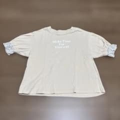 レディース キッズ 半袖カットソー ベージュ レース袖 GU