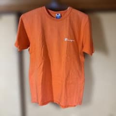 90s Champion USA製 青刺繍タグ ワンポイントロゴT オレンジ Lのサムネイル