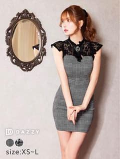 dazzy store チェック柄シアーハイネックタイトミニ丈キャバドレスのサムネイル