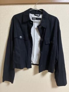 ZARA クロップド丈 テーラードジャケット ブラック Mのサムネイル