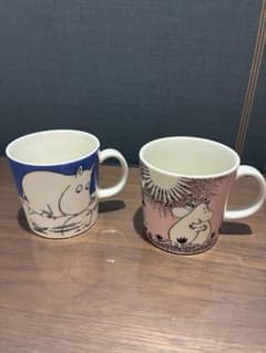 구 로고 왕관 아라비아 무민 머그컵 폐번품과 러브 무민 2개 세트
