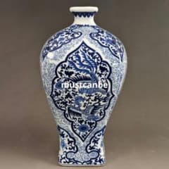 景徳鎮 青花双鳳紋四方梅瓶 陶磁器 装飾品 現代工芸品 美術品 置物 景徳鎮 青花双鳳紋四方梅瓶 陶磁器 装飾品 現代工芸品 美術品 置物