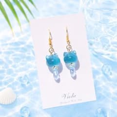 販売終了前SALE】ピアス/イヤリング」猫と風鈴 尻尾が揺れる 推し
