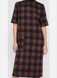 ZARA チェック柄 ハイネックワンピースのサムネイル