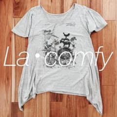 Thumbnail of 【ラコンフィ】半袖 Tシャツ シック イラスト 個性的変型 ブレーメンの音楽隊