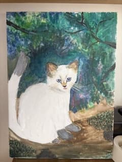 手描き 猫の絵画 キャンバスアートのサムネイル