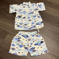 ベビー甚平 波模様 魚プリント 95cm未満のサムネイル