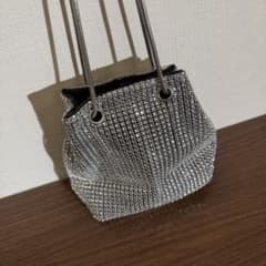 【2つセット売り】巾着バッグ シルバー&スパンコールのサムネイル