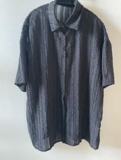 SHEIN グレー ストライプ 半袖シャツ Mのサムネイル