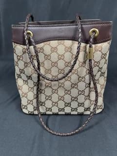 GUCCI グッチ GGキャンバス レザー バケットバッグ ABランク - メルカリ