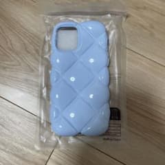 iPhone12用ケース キルティング風デザイン ライトブルーのサムネイル