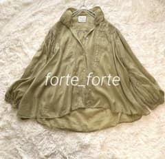 フォルテフォルテ コットンシルク ボリュームギャザーブラウス オリーブ 1 フォルテフォルテ コットンシルク ボリュームギャザーブラウス