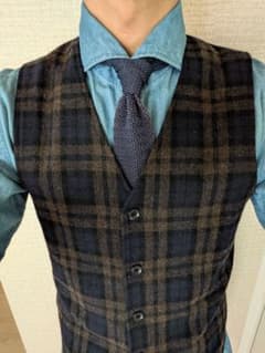 ※ほつれありSweaterie チェック柄 ニットベスト メンズ Mサイズのサムネイル