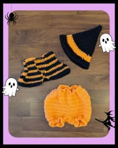 ハロウィン ベビー コスチューム かぎ針編み 3点セットのサムネイル