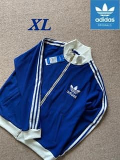 新品］XL 韓国限定adidas トラックジャケット刺繍ロゴ ブルー×ホワイト