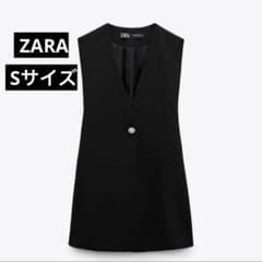 ZARA ラインストーンボタンロングベスト ZARA ラインストーンボタン ロングベスト 白 Lサイズ ザラ｜Yahoo