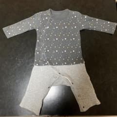 used品　レイヤード風長袖前開きカエルロンパース 【ベビー服】のサムネイル