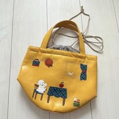 レア ファミリア familiar ハンドバッグ イエロー からし色 巾着