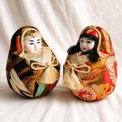 高級姫だるま 2体セット 木箱付 昭和レトロ 郷土玩具 和人形 縁起物