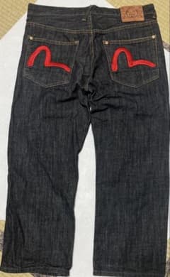 よ*た様 【EVISU】希少サイズ38✖️34 デニムジーンズ　赤カモメ　ダブル EVISU デニムパンツ 赤カモメ刺繍34インチ足短め股下68センチ - メルカリ