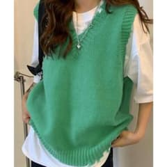 ★新品タグ付き DAY CLOSET Vネック ヴィンテージ加工 ニットベストのサムネイル