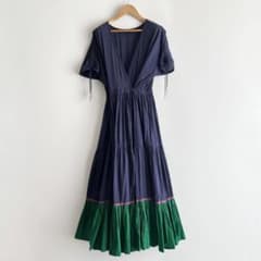 velnica バイカラー ギャザー　ドレス　ワンピース　裾上げ　ベルト欠品 velnica バイカラー ギャザー ドレス ワンピース 裾上げ ベルト欠品