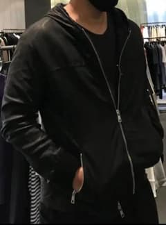 美品GIORGIO BRATOジョルジオブラット ストレッチラムレザーフーディ黒 