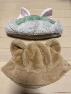 耳付きふわふわ帽子2点セットのサムネイル