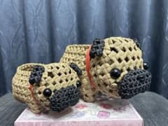 パグ犬 エコクラフト クラフトバンド 小物入れ - メルカリ