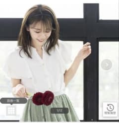 値下げ中！ミッシュマッシュ Vネック袖フリルブラウス M シロのサムネイル