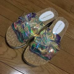 厚底リボンクリアサンダル(レインボー)のサムネイル