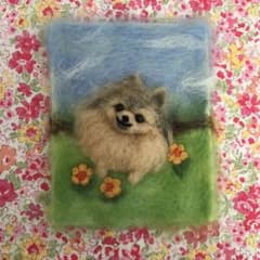 ポメラニアンのフエルト絵画　ウルフのサムネイル