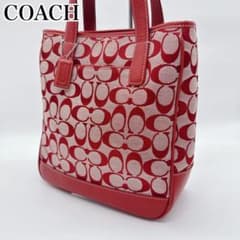 美品 COACH コーチ 6092 シグネチャー トートバッグ 赤 美品 COACH コーチ 6092 シグネチャー トートバッグ 赤 - メルカリ