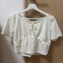 Heather 半袖 トップス ブラウス ホワイト 古着 リボン ヘザー