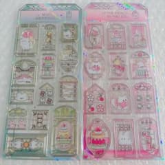 스테인드 글라스 스타일 씰 핑크 그린