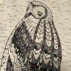 さらに値下げ‼️振り向きフクロウ★てろてろTシャツのサムネイル