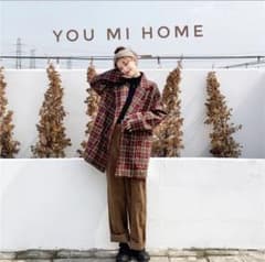 レディース　冬服　コート　ジャケット　チェック柄　韓国風ファッションのサムネイル
