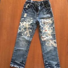 豊天商店 デニム 男の子 M 金魚柄 和柄 ダメージのサムネイル